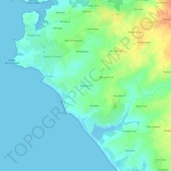 Topografische Karte Kerlaeron, Höhe, Relief