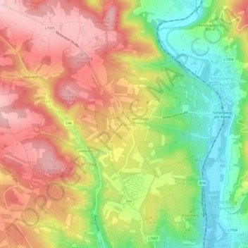 Topografische Karte Mollands, Höhe, Relief