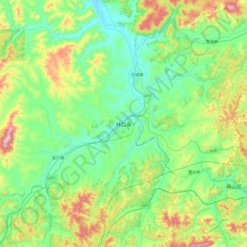 Topografische Karte Linkou, Höhe, Relief