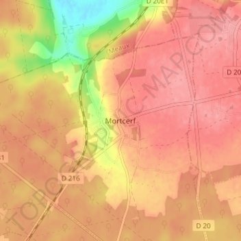 Topografische Karte Mortcerf, Höhe, Relief