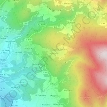Topografische Karte Betonasse, Höhe, Relief