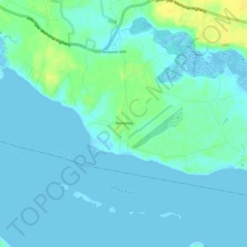 Topografische Karte Berkeley, Höhe, Relief