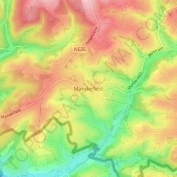 Topografische Karte Manderfeld, Höhe, Relief