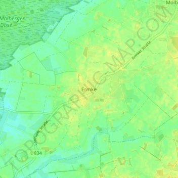 Topografische Karte Ermke, Höhe, Relief