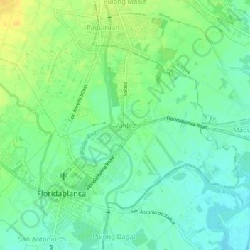 Topografische Karte Valdez, Höhe, Relief