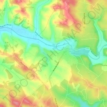 Topografische Karte La Peyre, Höhe, Relief