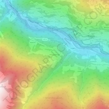 Topografische Karte Hochgallmigg, Höhe, Relief