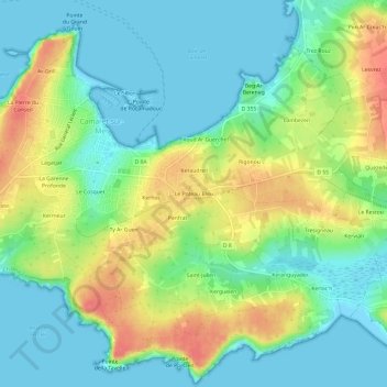 Topografische Karte Le Poteau Bleu, Höhe, Relief