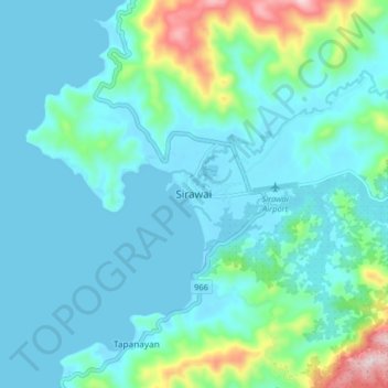 Topografische Karte Sirawai, Höhe, Relief