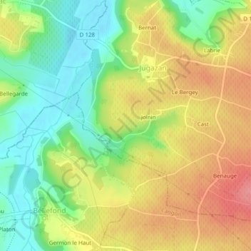 Topografische Karte Fonvielle, Höhe, Relief