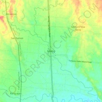 Topografische Karte Mallig, Höhe, Relief