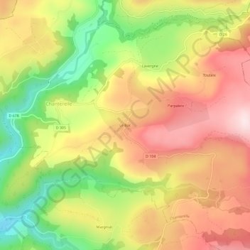 Topografische Karte Le Bac, Höhe, Relief