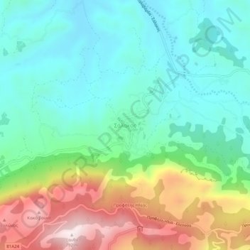 Topografische Karte Salakos, Höhe, Relief