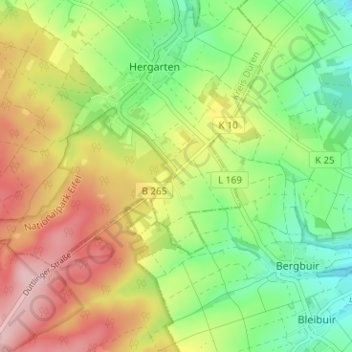 Topografische Karte Düttling, Höhe, Relief