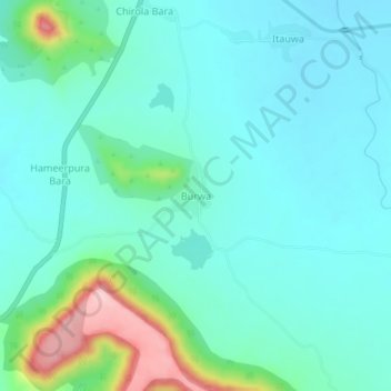 Topografische Karte Burwa, Höhe, Relief