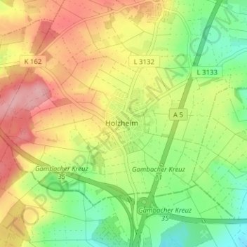 Topografische Karte Holzheim, Höhe, Relief
