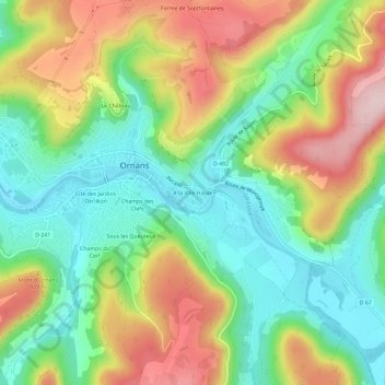 Topografische Karte A la Ville Haute, Höhe, Relief