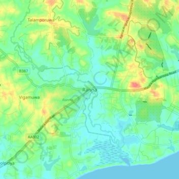 Topografische Karte Ranna, Höhe, Relief