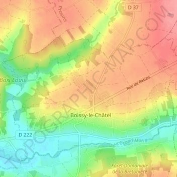 Topografische Karte Boissy-le-Châtel, Höhe, Relief
