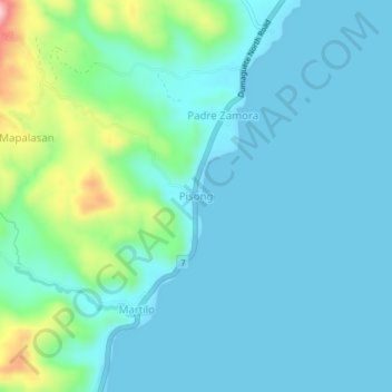 Topografische Karte Pisong, Höhe, Relief