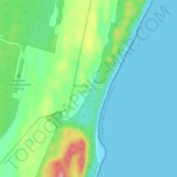 Topografische Karte Rocktail Beach Camp, Höhe, Relief