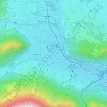 Topografische Karte Steinach, Höhe, Relief