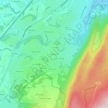 Topografische Karte Grand Jean, Höhe, Relief