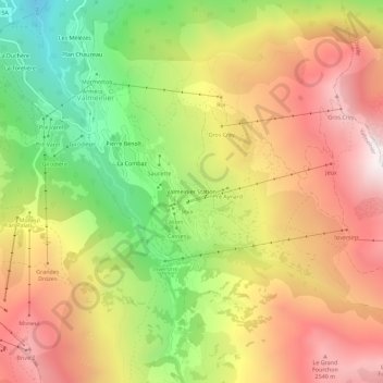 Topografische Karte Valmeinier Station, Höhe, Relief