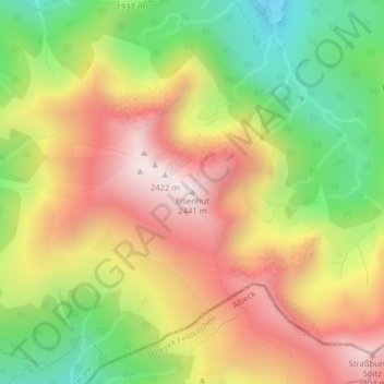 Topografische Karte Eisenhut, Höhe, Relief