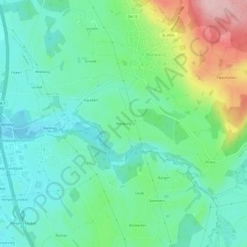 Topografische Karte Neuburg, Höhe, Relief
