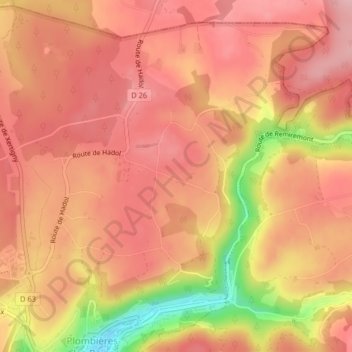 Topografische Karte Les Arpents, Höhe, Relief