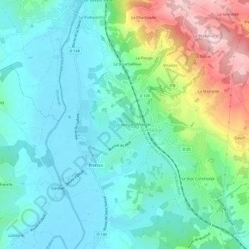 Topografische Karte Le Temple, Höhe, Relief