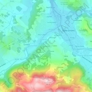 Topografische Karte Bentaillou, Höhe, Relief