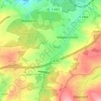 Topografische Karte Neuwiese, Höhe, Relief