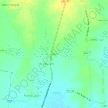 Topografische Karte Vembi, Höhe, Relief