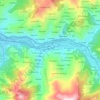 Topografische Karte La Xuliana, Höhe, Relief