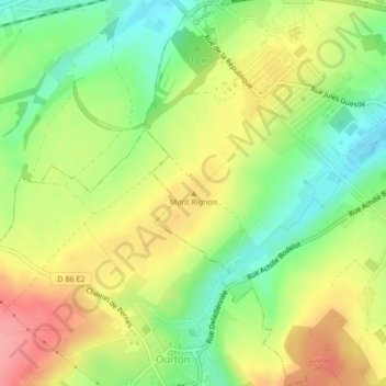 Topografische Karte Mont Rignon, Höhe, Relief