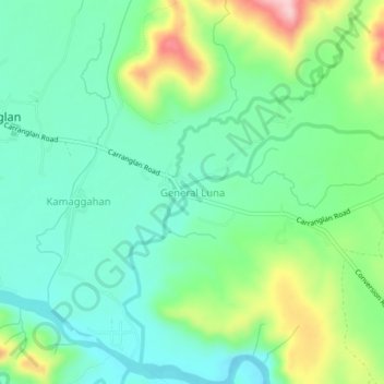 Topografische Karte General Luna, Höhe, Relief