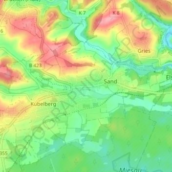 Topografische Karte Schönenberg, Höhe, Relief