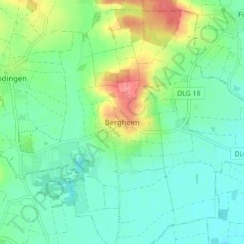 Topografische Karte Bergheim, Höhe, Relief