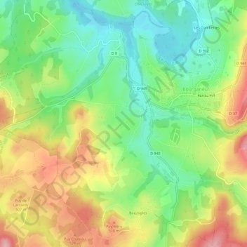 Topografische Karte La Régeasse, Höhe, Relief