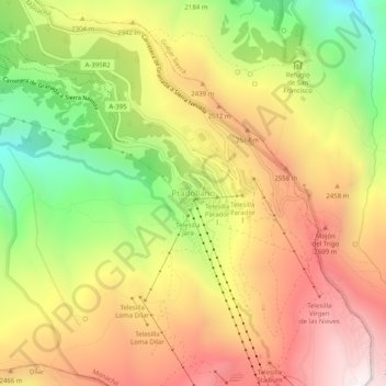 Topografische Karte Pradollano, Höhe, Relief