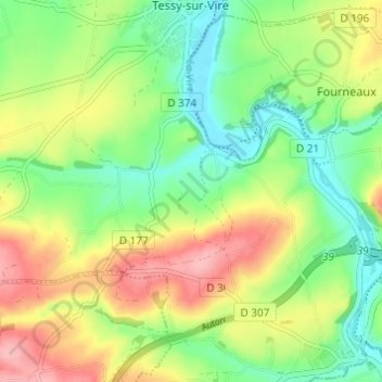 Topografische Karte La Furetière, Höhe, Relief
