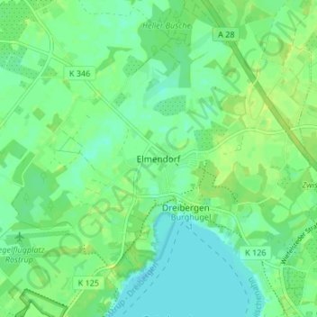 Topografische Karte Elmendorf, Höhe, Relief