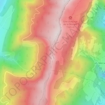 Topografische Karte Pas de Bellecombe, Höhe, Relief