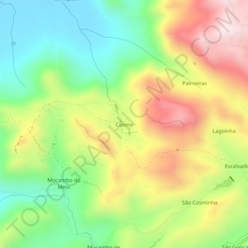 Topografische Karte Cosmo, Höhe, Relief