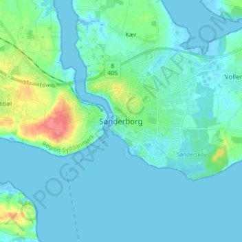 Topografische Karte Sonderburg, Höhe, Relief
