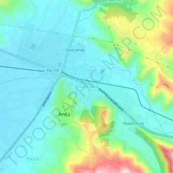 Topografische Karte Izcuchaca, Höhe, Relief