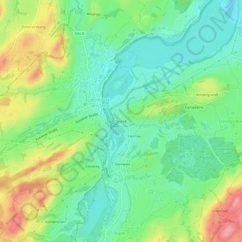 Topografische Karte Gründl, Höhe, Relief