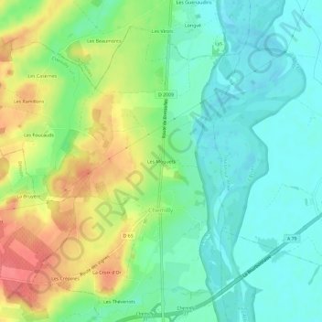 Topografische Karte Les Moquets, Höhe, Relief